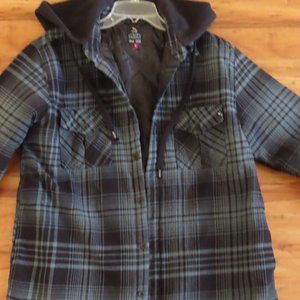 Lost Vtg Flannel quilted  jacket embroidered patch logo